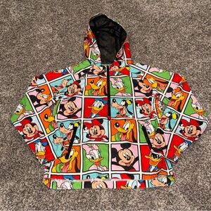 Disney Mickey Friends Cartoon Reel Block Squares Packable Rain Jacket 11/12 Med